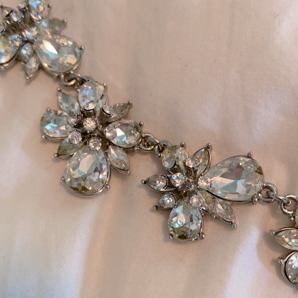 Talbots Rhinestone & Silvertone Statement Necklace - image 2